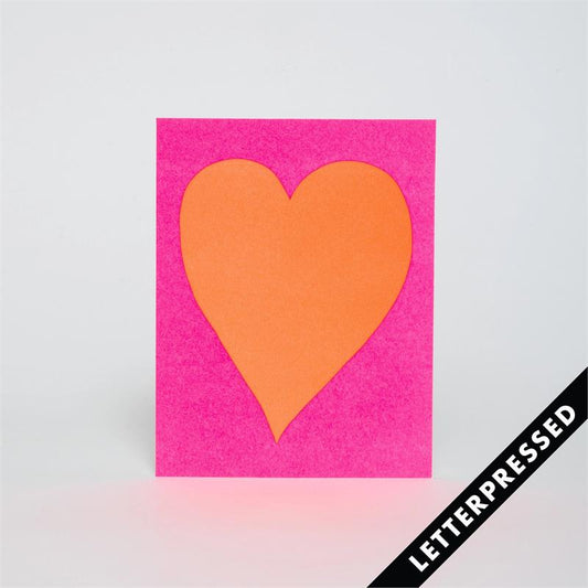 Neon Heart Letterpress Card