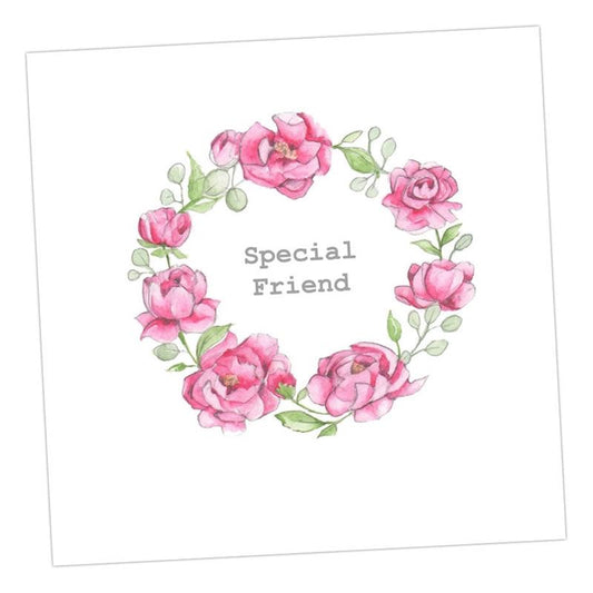 Special Friend Floral Wreath Card