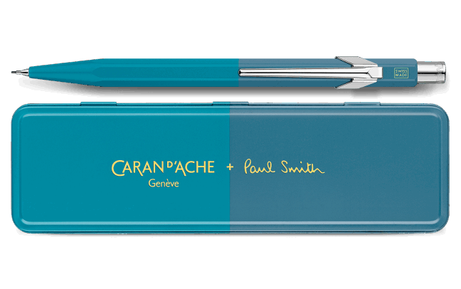 Caran d'Ache Paul Smith Cyan Blue and Steel Blue 849 Mechanical Pencil - Limited Edition