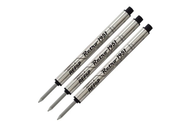 Retro 51 Black Rollerball Refill - 3 pack