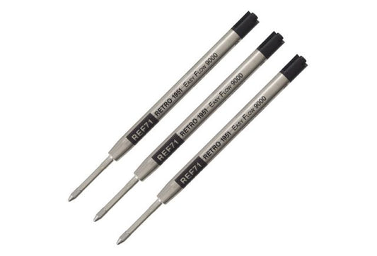 Retro 51 Black Ballpoint Easy Flow 9000 Refill - 3 pack