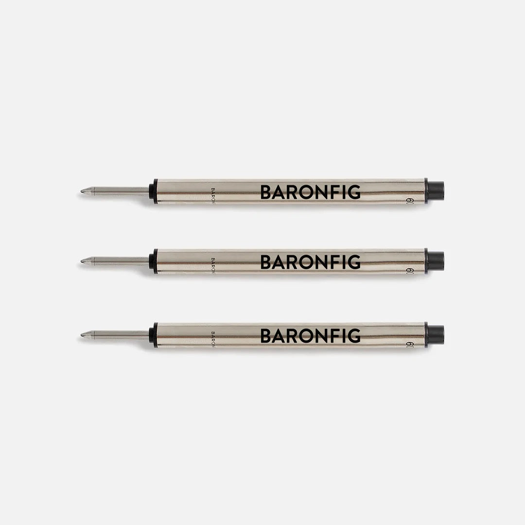 Baronfig Black Rollerball Refill - 3 pack